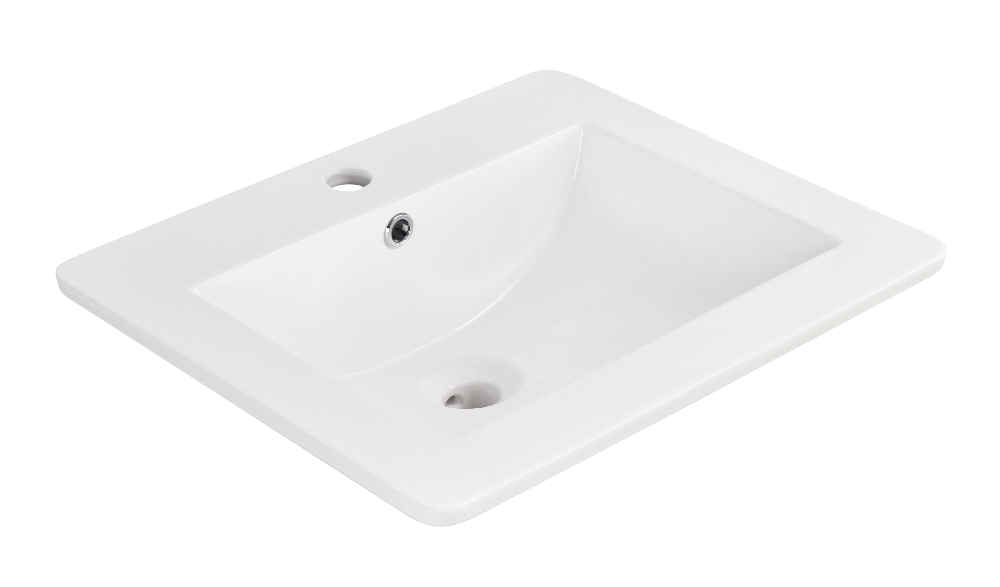 21-in. W 1 Hole Ceramic Top Set In White Color