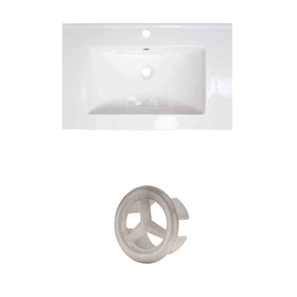 25-in. W 1 Hole Ceramic Top Set In White Color