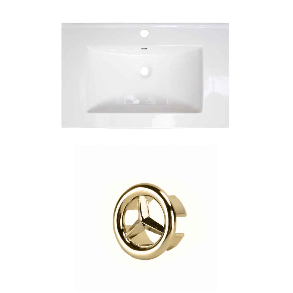25-in. W 1 Hole Ceramic Top Set In White Color