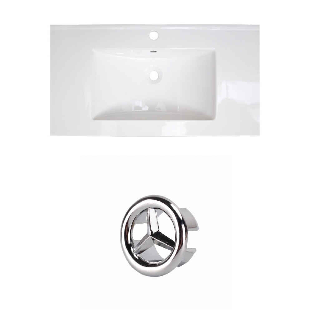 36.75-in. W 1 Hole Ceramic Top Set In White Color