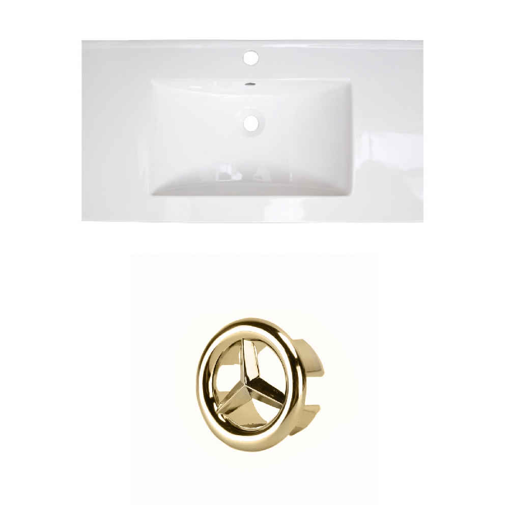 36.75-in. W 1 Hole Ceramic Top Set In White Color
