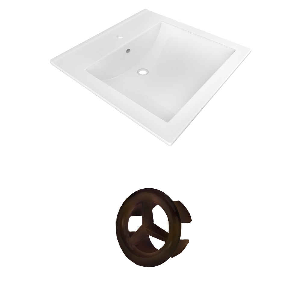 21.5-in. W 1 Hole Ceramic Top Set In White Color