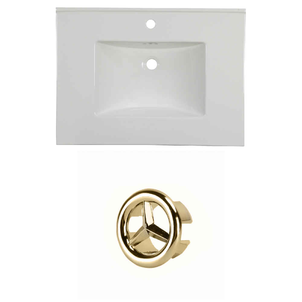 30.75-in. W 1 Hole Ceramic Top Set In White Color