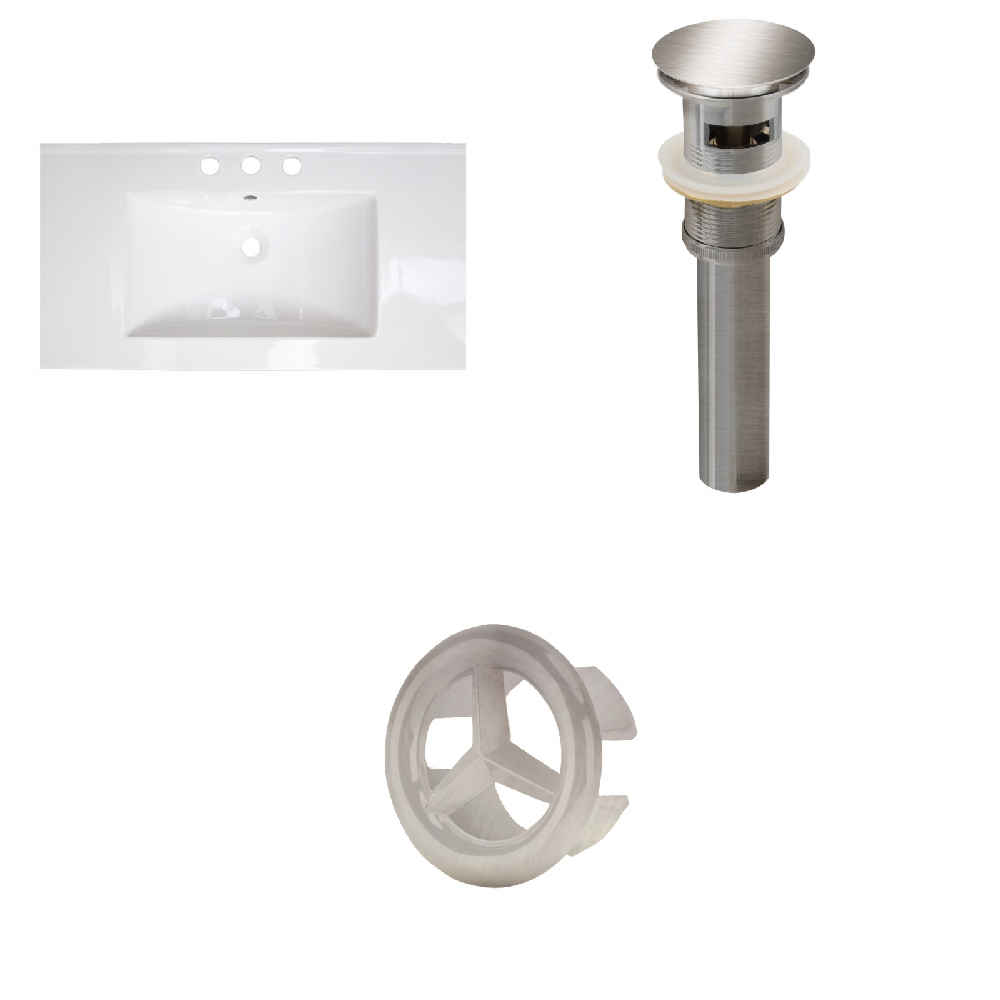 32-in. W 3H8-in. Ceramic Top Set In White Color - Overflow Drain Incl.