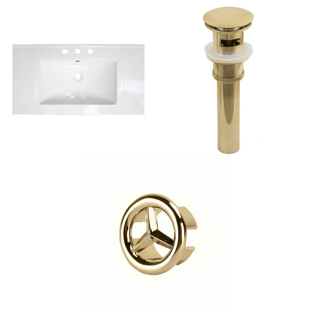 32-in. W 3H8-in. Ceramic Top Set In White Color - Overflow Drain Incl.