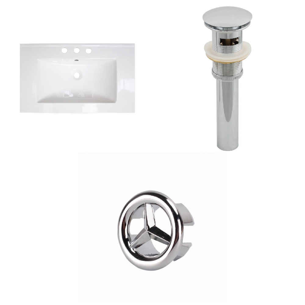 32-in. W 3H8-in. Ceramic Top Set In White Color - Overflow Drain Incl.