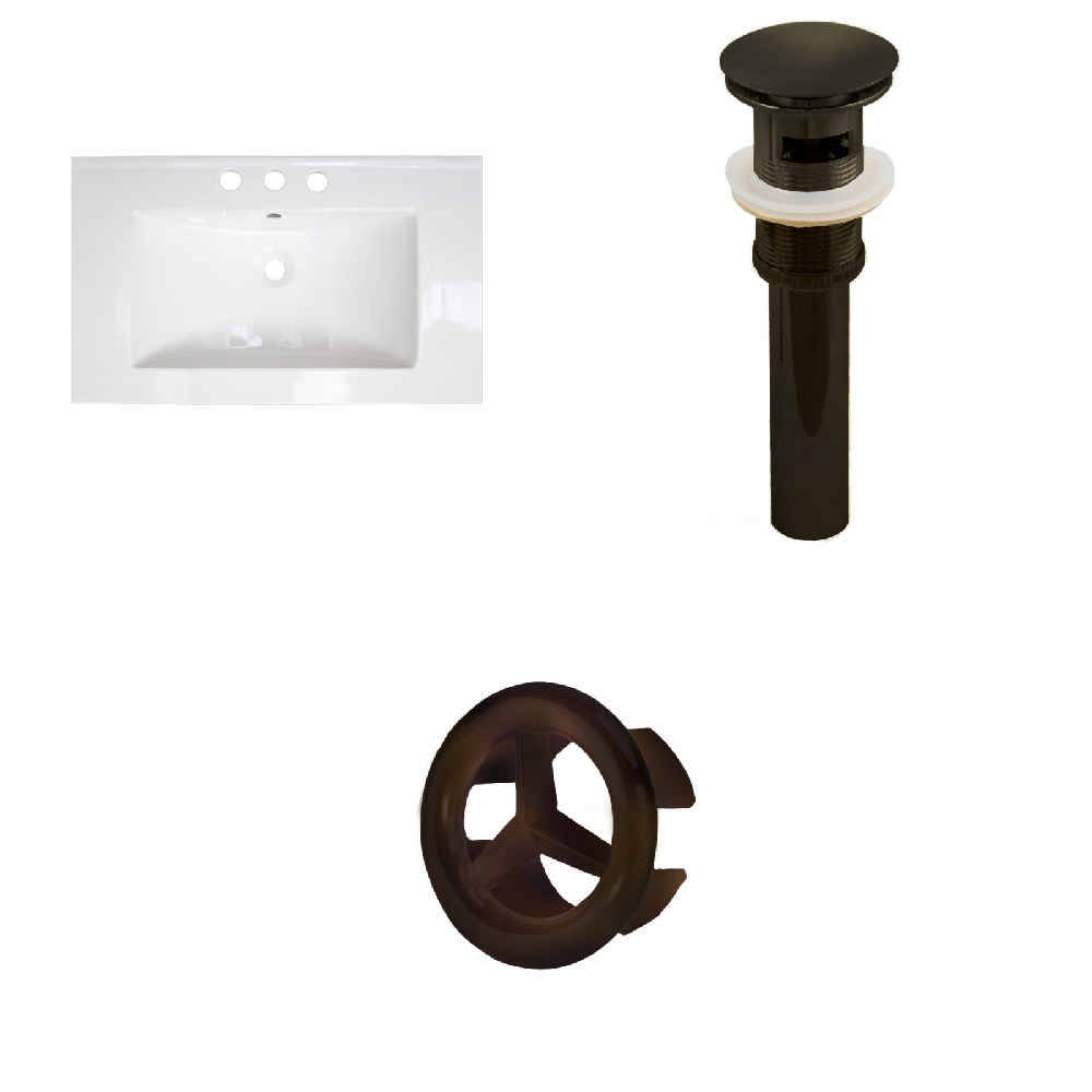 32-in. W 3H8-in. Ceramic Top Set In White Color - Overflow Drain Incl.
