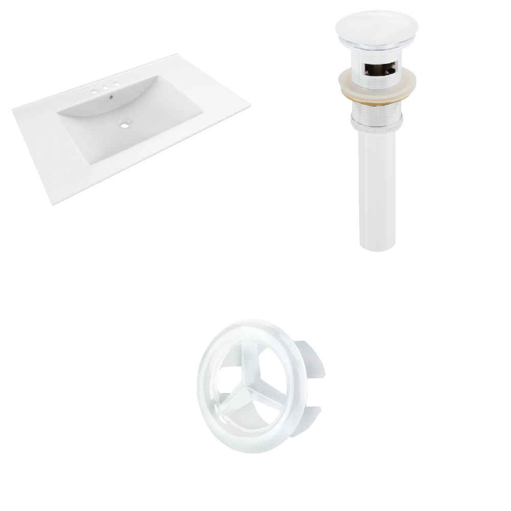 35.5-in. W 3H4-in. Ceramic Top Set In White Color - Overflow Drain Incl.