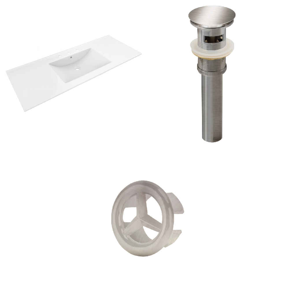 48-in. W 3H8-in. Ceramic Top Set In White Color - Overflow Drain Incl.