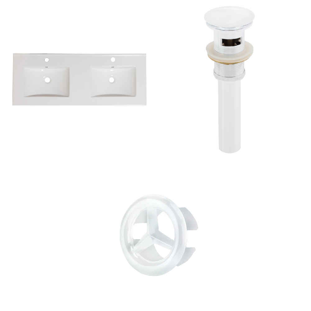 48-in. W 1 Hole Ceramic Top Set In White Color - Overflow Drain Incl.