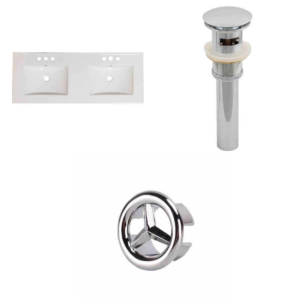 48-in. W 3H4-in. Ceramic Top Set In White Color - Overflow Drain Incl.