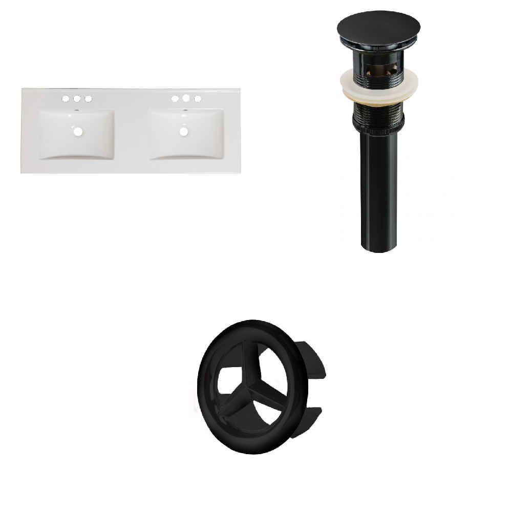 48-in. W 3H4-in. Ceramic Top Set In White Color - Overflow Drain Incl.