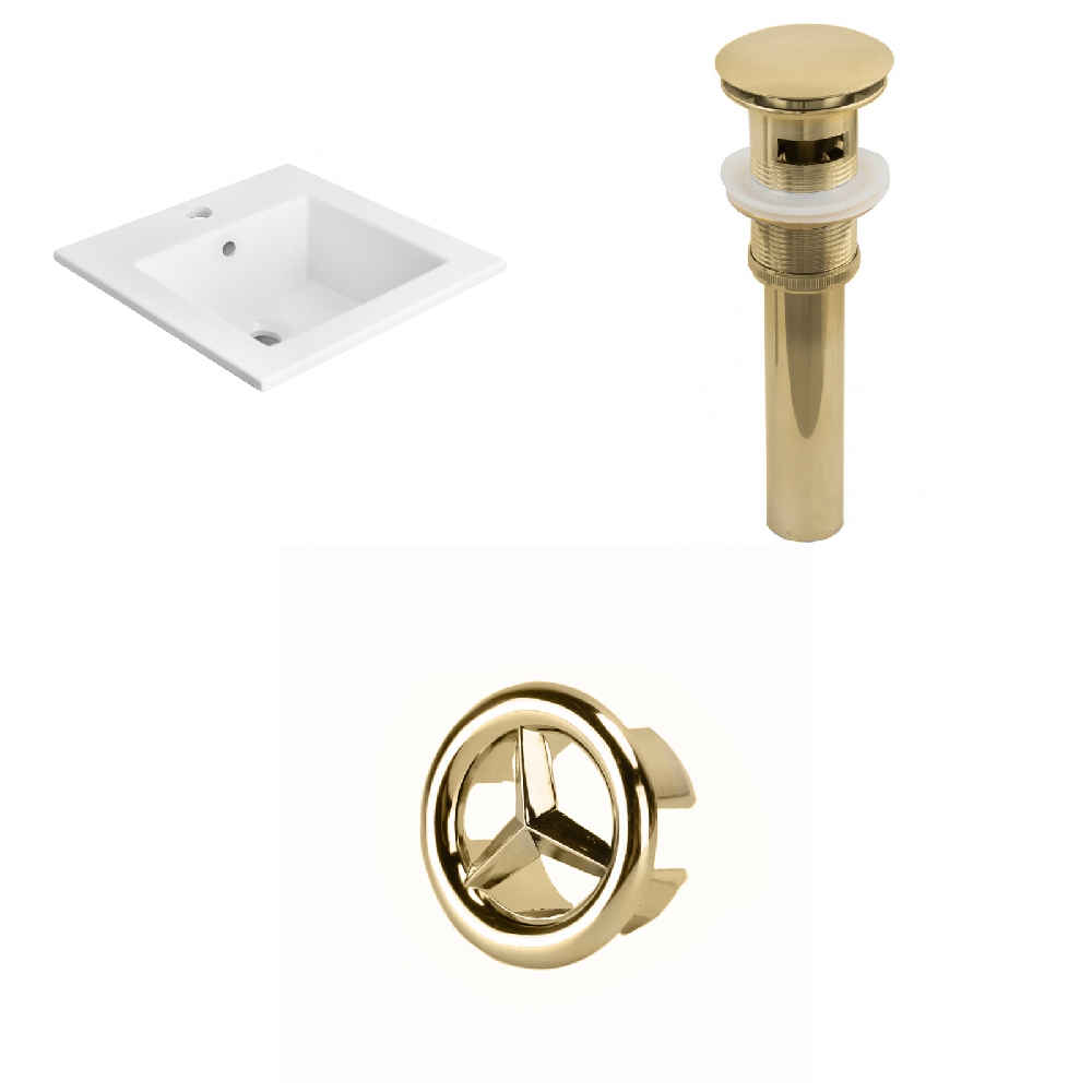 21-in. W 1 Hole Ceramic Top Set In White Color - Overflow Drain Incl.