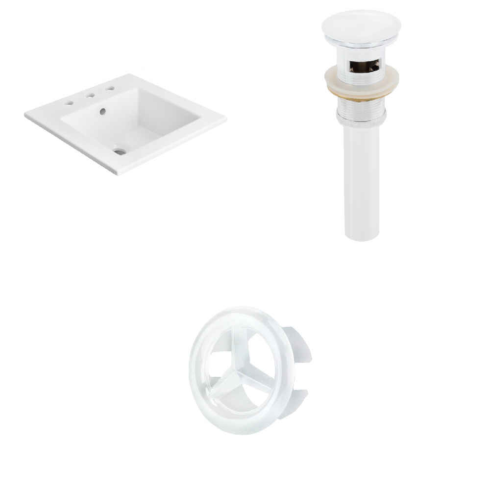 21-in. W 3H8-in. Ceramic Top Set In White Color - Overflow Drain Incl.