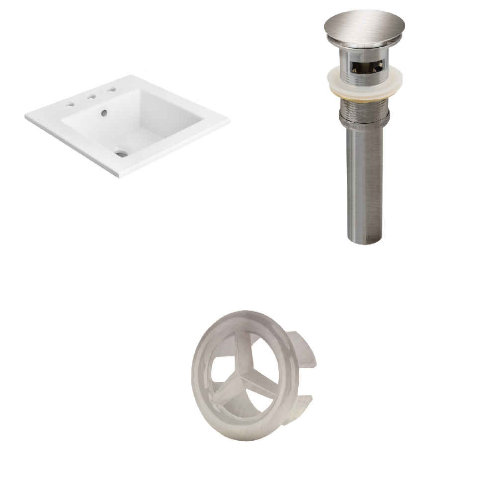 21-in. W 3H8-in. Ceramic Top Set In White Color - Overflow Drain Incl.