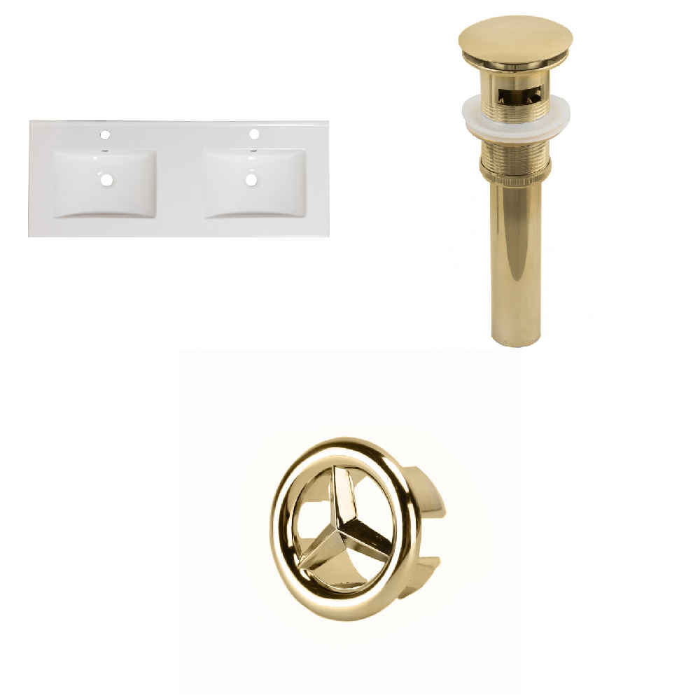 59-in. W 1 Hole Ceramic Top Set In White Color - Overflow Drain Incl.