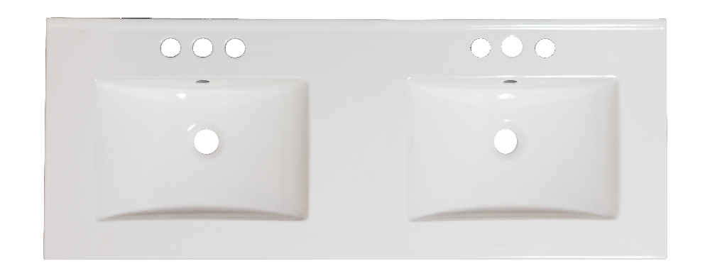 59-in. W 3H4-in. Ceramic Top Set In White Color - Overflow Drain Incl.