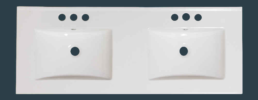 59-in. W 3H8-in. Ceramic Top Set In White Color - Overflow Drain Incl.