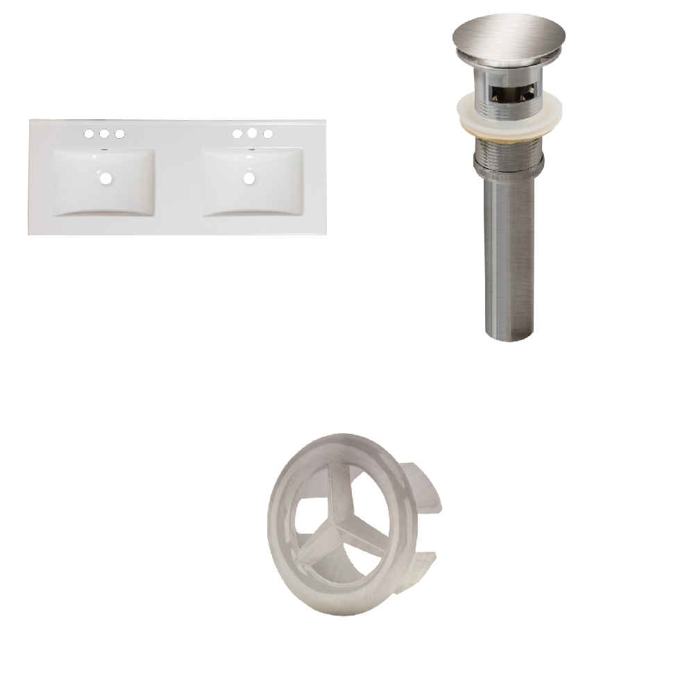 59-in. W 3H8-in. Ceramic Top Set In White Color - Overflow Drain Incl.