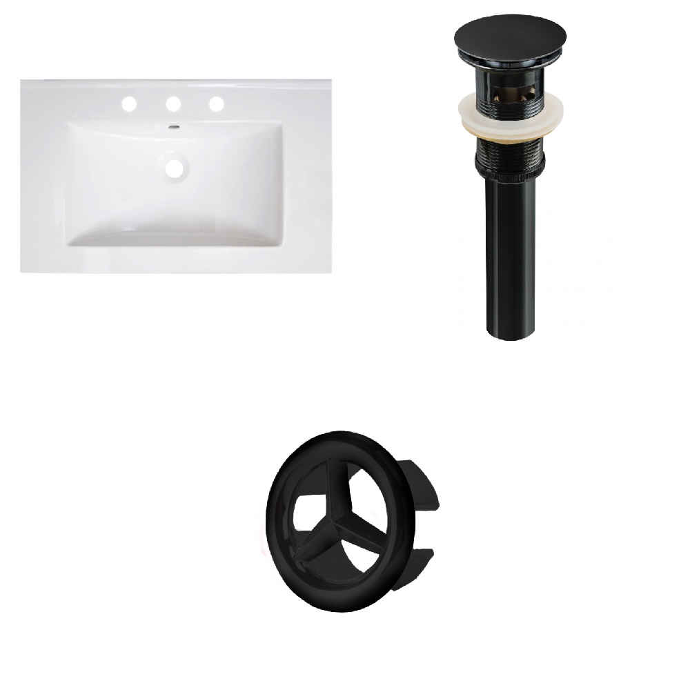 30-in. W 3H8-in. Ceramic Top Set In White Color - Overflow Drain Incl.