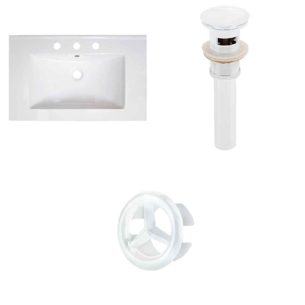30-in. W 3H8-in. Ceramic Top Set In White Color - Overflow Drain Incl.