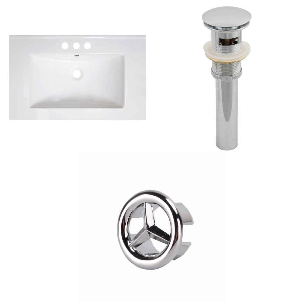 30-in. W 3H4-in. Ceramic Top Set In White Color - Overflow Drain Incl.