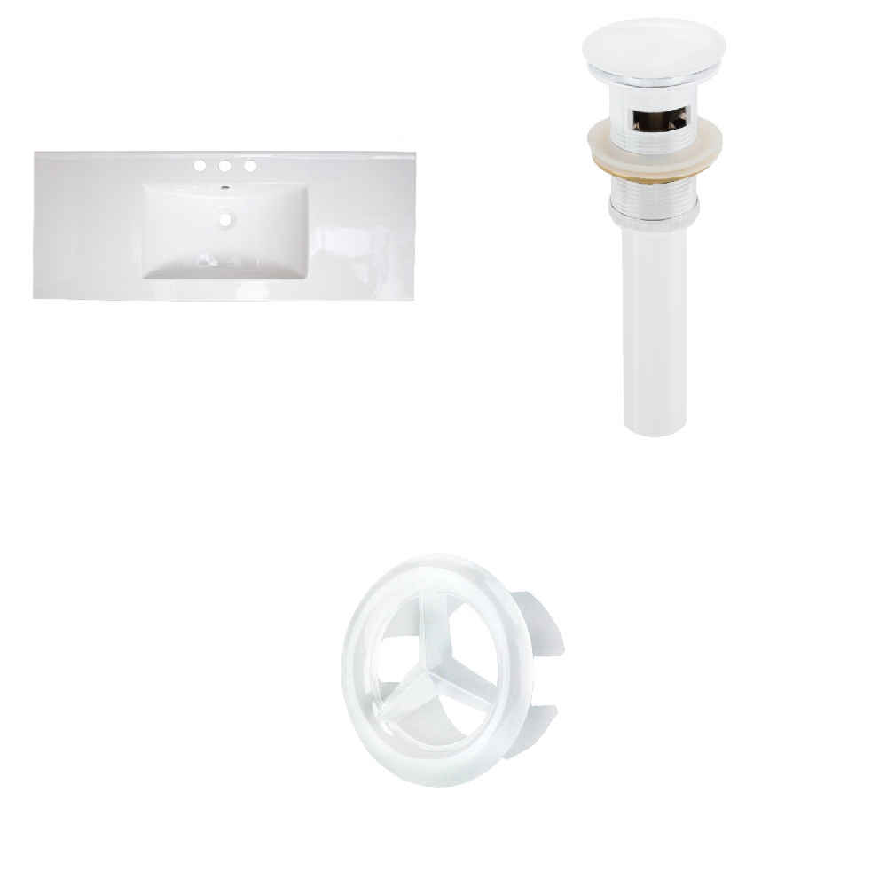 39.75-in. W 3H8-in. Ceramic Top Set In White Color - Overflow Drain Incl.