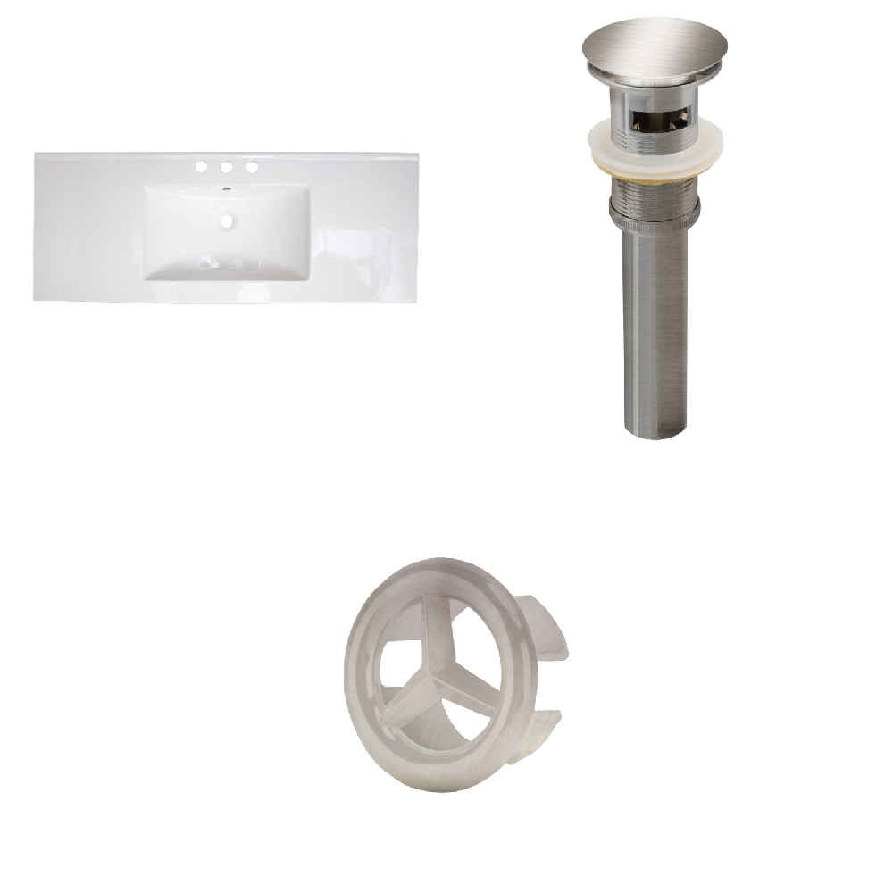 39.75-in. W 3H8-in. Ceramic Top Set In White Color - Overflow Drain Incl.