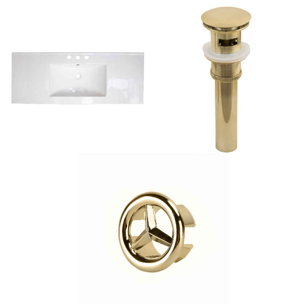 39.75-in. W 3H8-in. Ceramic Top Set In White Color - Overflow Drain Incl.