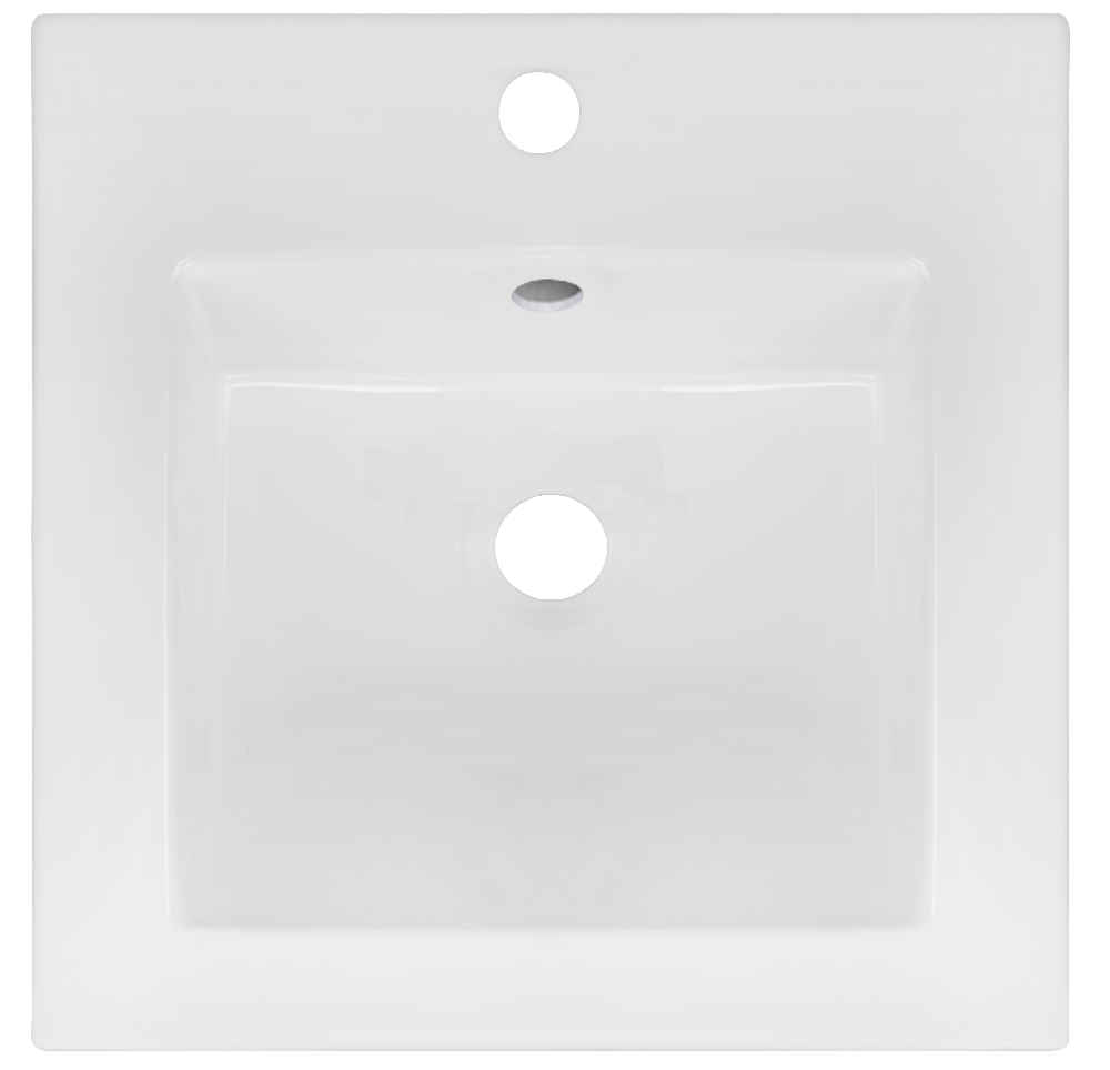 16.5-in. W 1 Hole Ceramic Top Set In White Color - Overflow Drain Incl.