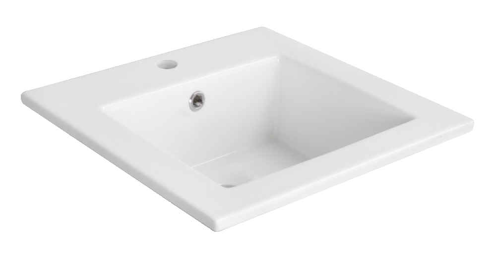 16.5-in. W 1 Hole Ceramic Top Set In White Color - Overflow Drain Incl.