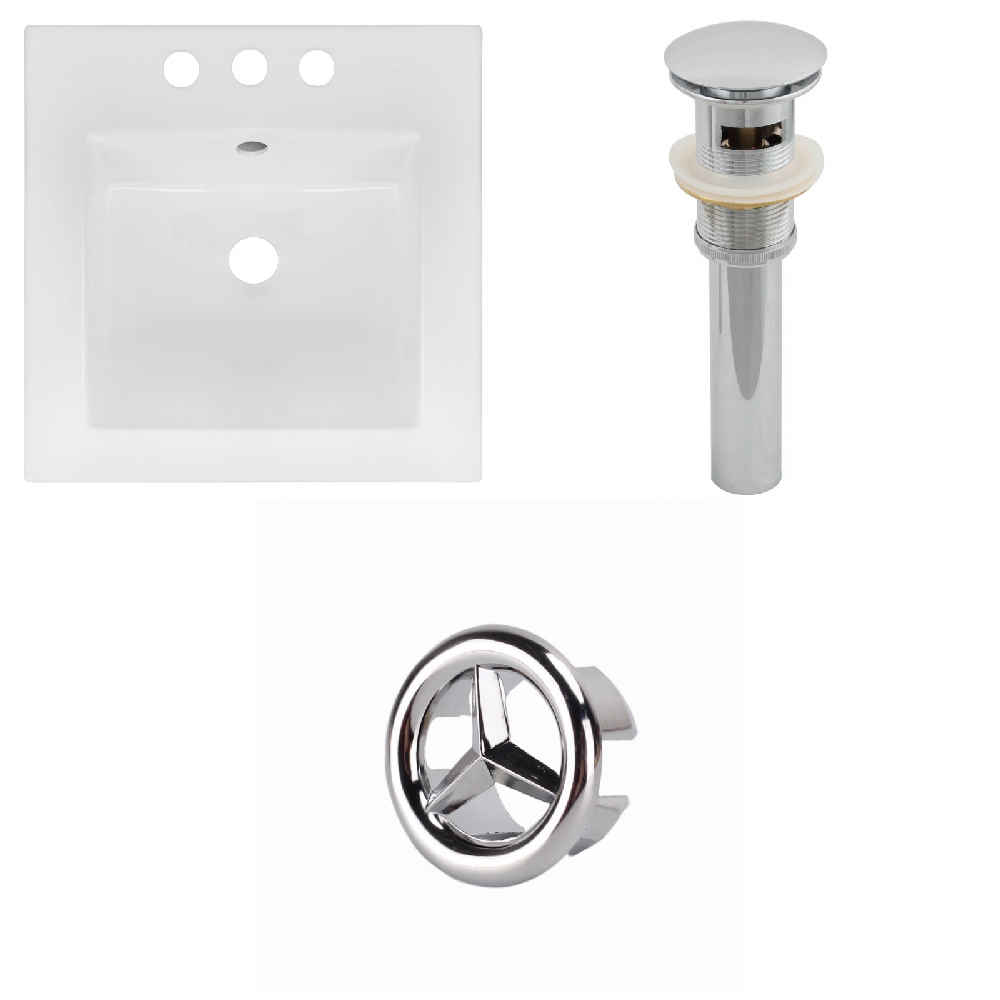16.5-in. W 3H4-in. Ceramic Top Set In White Color - Overflow Drain Incl.
