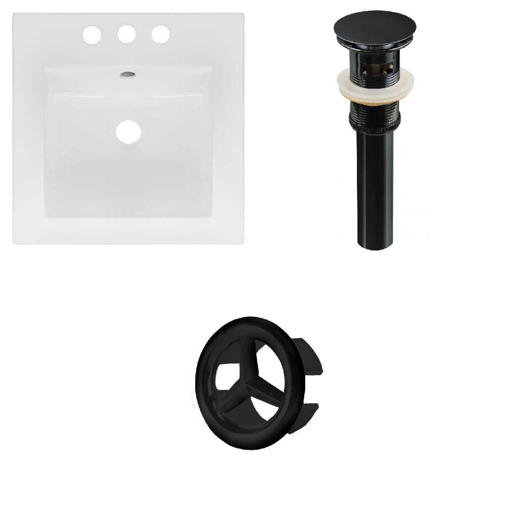 16.5-in. W 3H4-in. Ceramic Top Set In White Color - Overflow Drain Incl.