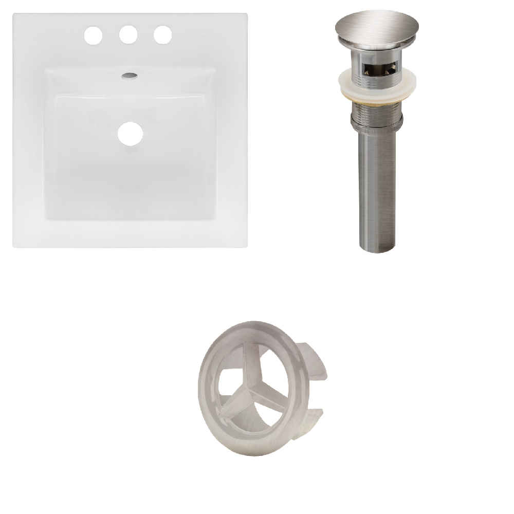 16.5-in. W 3H4-in. Ceramic Top Set In White Color - Overflow Drain Incl.