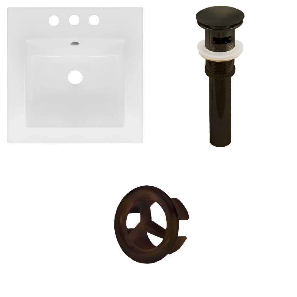 16.5-in. W 3H4-in. Ceramic Top Set In White Color - Overflow Drain Incl.