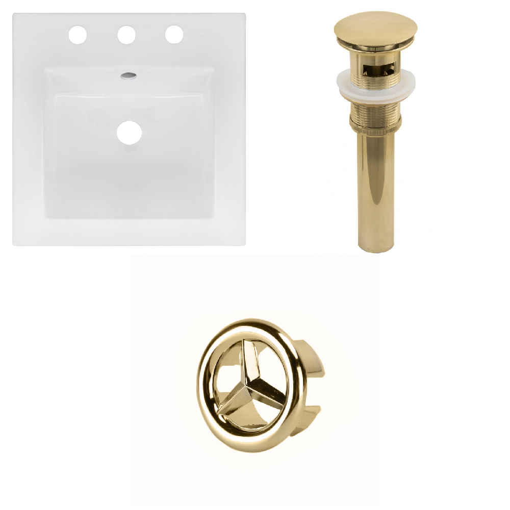 16.5-in. W 3H8-in. Ceramic Top Set In White Color - Overflow Drain Incl.