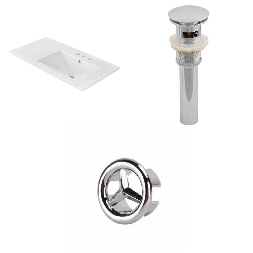 35.5-in. W 3H4-in. Ceramic Top Set In White Color - Overflow Drain Incl.