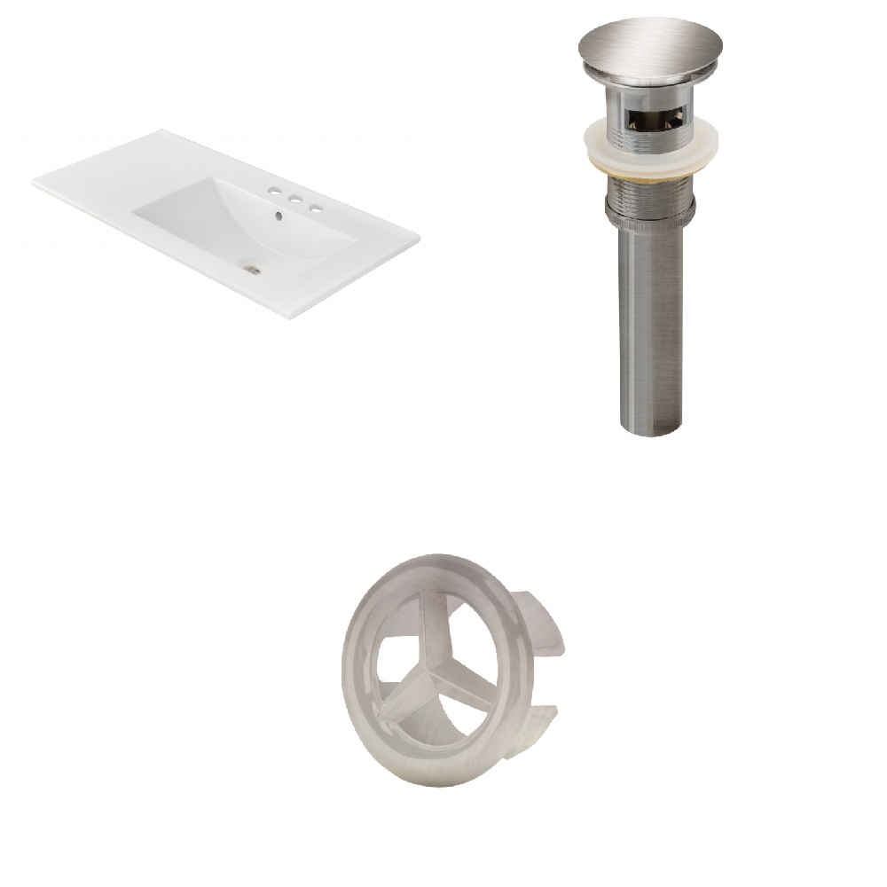 35.5-in. W 3H4-in. Ceramic Top Set In White Color - Overflow Drain Incl.