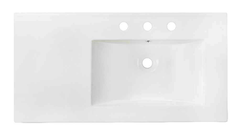 35.5-in. W 3H8-in. Ceramic Top Set In White Color - Overflow Drain Incl.