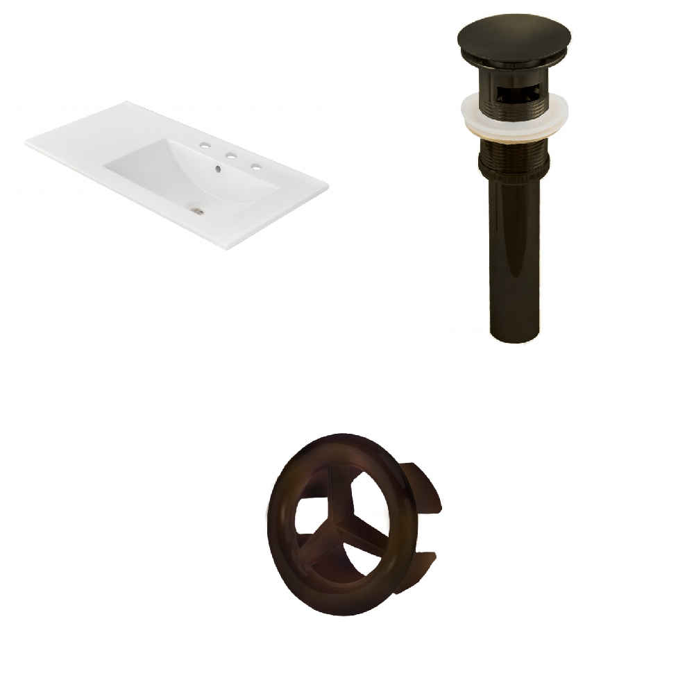 35.5-in. W 3H8-in. Ceramic Top Set In White Color - Overflow Drain Incl.