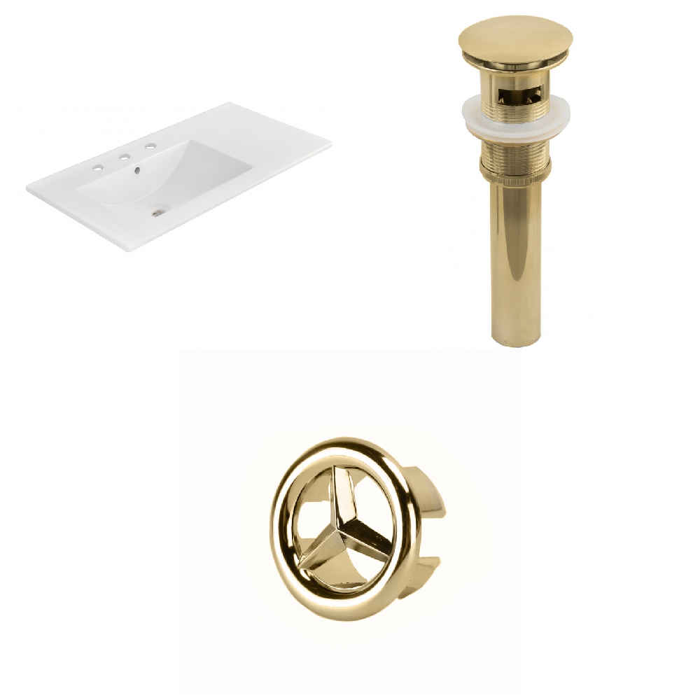 35.5-in. W 3H8-in. Ceramic Top Set In White Color - Overflow Drain Incl.