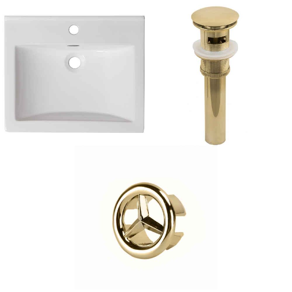 21-in. W 1 Hole Ceramic Top Set In White Color - Overflow Drain Incl.