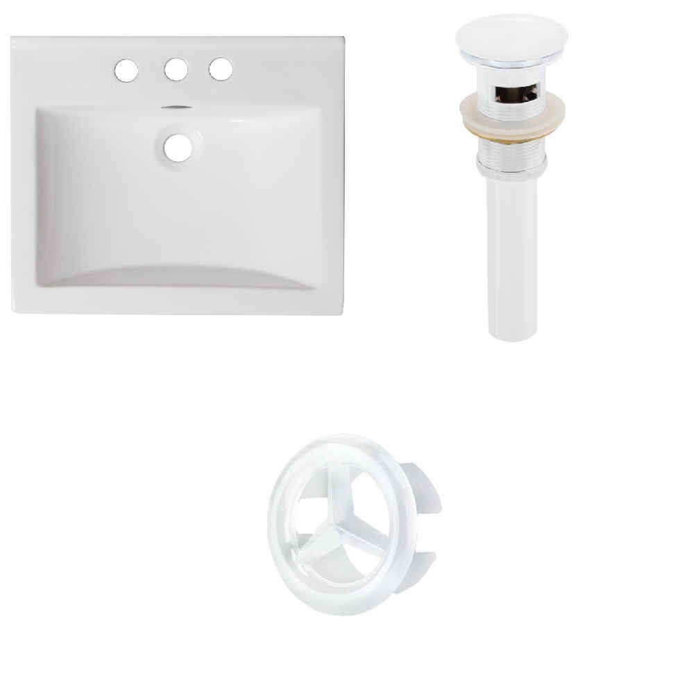 21-in. W 3H4-in. Ceramic Top Set In White Color - Overflow Drain Incl.
