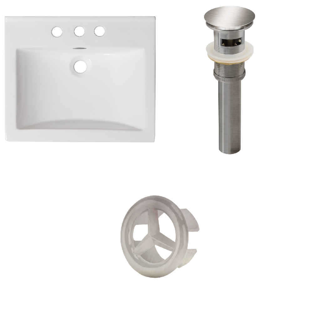 21-in. W 3H4-in. Ceramic Top Set In White Color - Overflow Drain Incl.