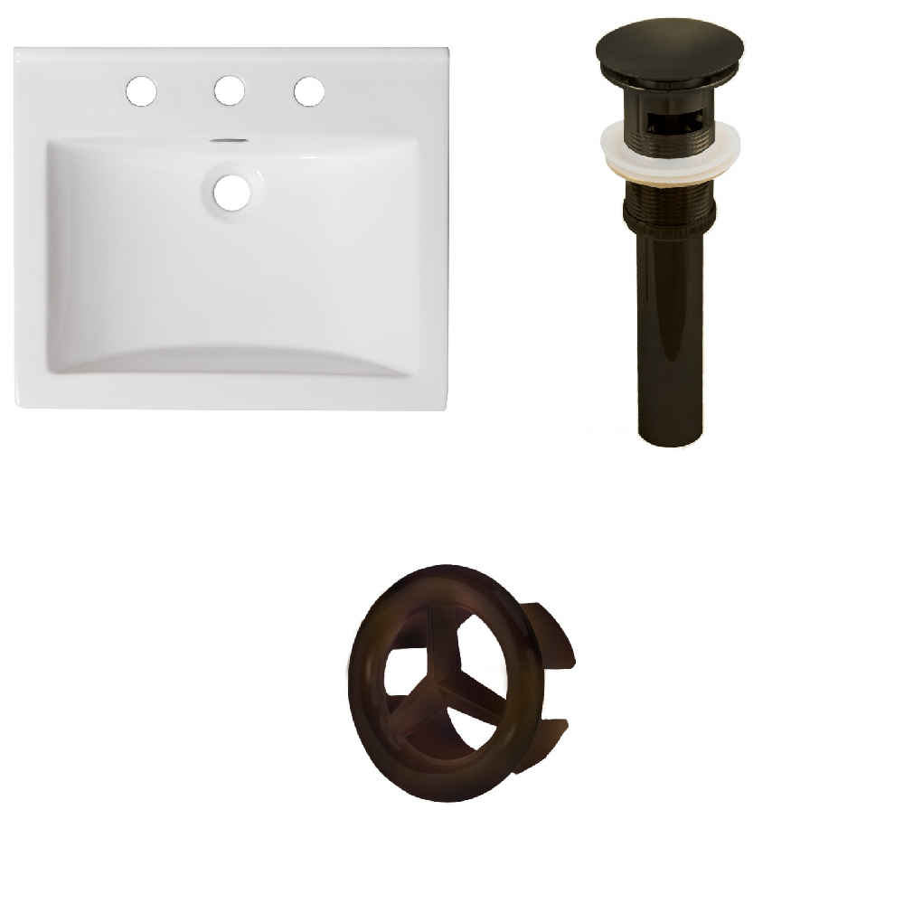 21-in. W 3H8-in. Ceramic Top Set In White Color - Overflow Drain Incl.