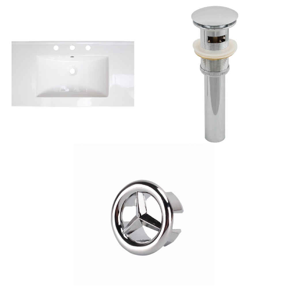 36.75-in. W 3H8-in. Ceramic Top Set In White Color - Overflow Drain Incl.