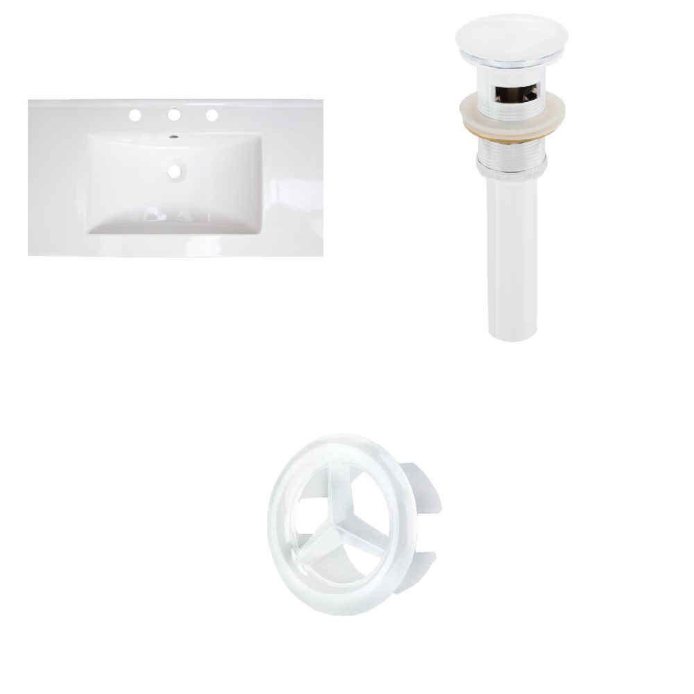 36.75-in. W 3H8-in. Ceramic Top Set In White Color - Overflow Drain Incl.
