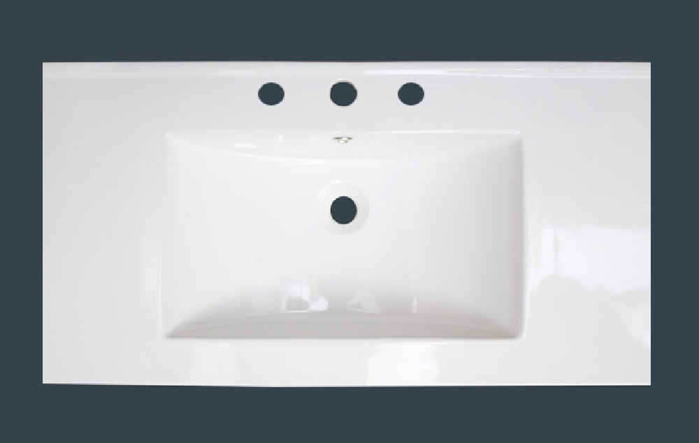 36.75-in. W 3H8-in. Ceramic Top Set In White Color - Overflow Drain Incl.