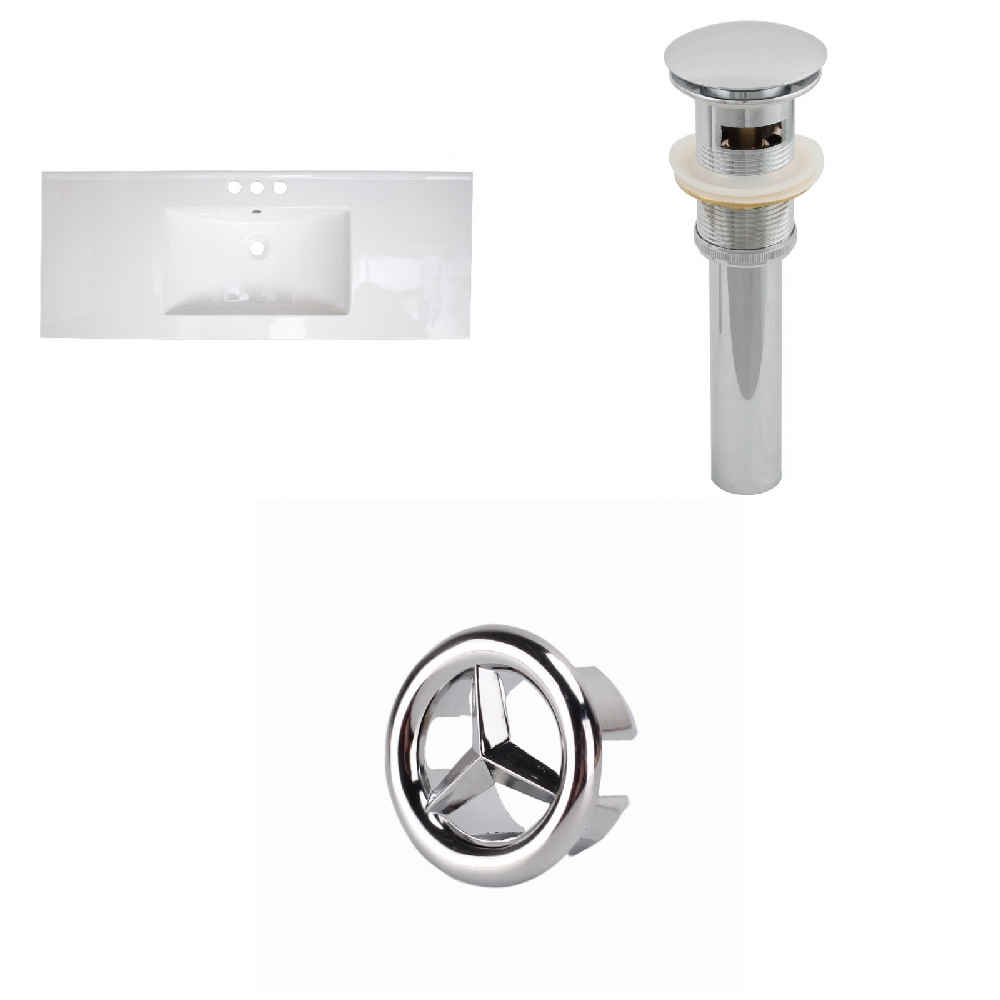48.75-in. W 3H4-in. Ceramic Top Set In White Color - Overflow Drain Incl.