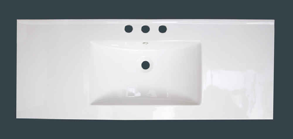 48.75-in. W 3H8-in. Ceramic Top Set In White Color - Overflow Drain Incl.